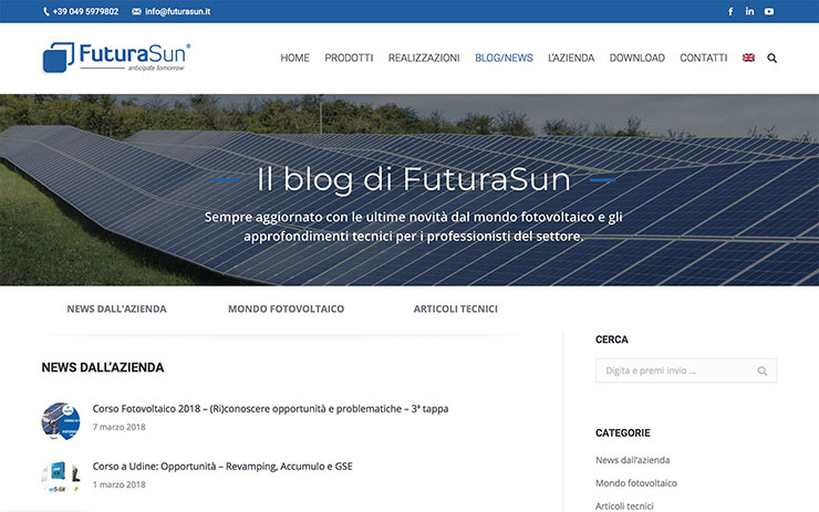 FuturaSun, sito web rinnovato all’insegna della mobilità